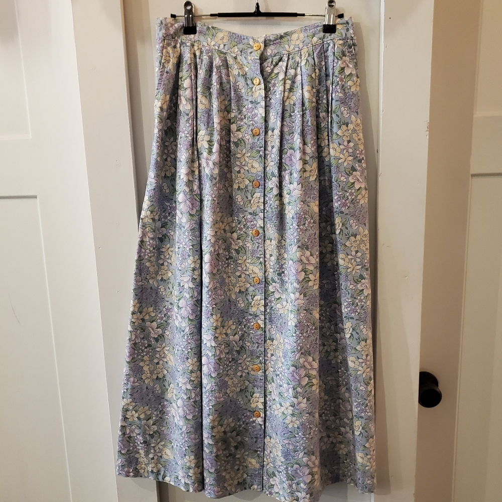Eddie Bauer Blue Pleated Maxi Skirt